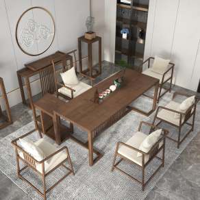 新中式茶桌椅组合3D模型下载